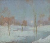 DE SAEGHER Rodolphe 1871-1941,Coucher de soleil sur un paysage enneigé,Horta BE 2012-05-14