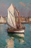 DE SAINT DELIS Rene Lienard 1877-1958,Bateau de pêche dans le port de Trouvi,1902,Tradart Deauville 2012-03-25