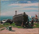 DE SAINT DELIS Rene Lienard 1877-1958,Le calfatage des barques,Alliance Encheres FR 2008-11-12
