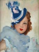 de SAINT DENIS Germaine 1900-1900,Élégante au chapeau bleu,1920,Horta BE 2012-02-13