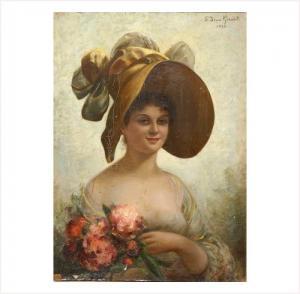 DE SAINT JEAN Girard 1849-1910,JEUNE FEMME AUX FLEURS,1886,Anaf Arts Auction FR 2007-12-03