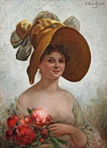 DE SAINT JEAN Girard 1849-1910,La jeune fille aux fleurs,1886,Deburaux & Associ FR 2009-07-06