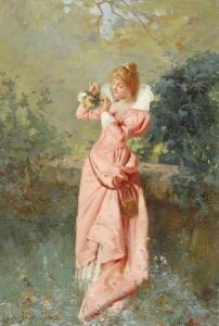 DE SAINT Leon 1800-1900,YOUNG FAIR HAIRED BEAUTY IN A GARDEN,William Doyle US 2006-02-08