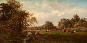 de SCHAMPHELEER Edmond 1824-1899,Vaches paissant au bord de la rivière,1872,Horta BE 2021-12-06