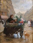 de SCHRYVER Louis 1862-1942,marchande de fleurs, avenue de l'opéra,1904,Osenat FR 2006-11-26