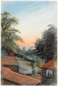 de SCHWITER Louis Auguste,View over a roof of a house (Hampstead Heath[?]),Christie's 2020-12-08