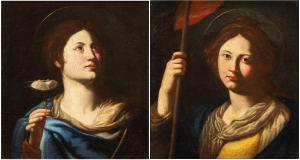 De SIMONE Nicolò,a) Sant'Agata; b) Santa con vessillo rosso. Coppia,Bertolami Fine Arts 2024-04-18