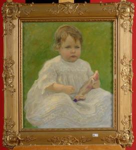 de SLOOVERE Georges 1873-1970,Portrait d’’une fillette avec sa poupée,VanDerKindere BE 2015-10-13