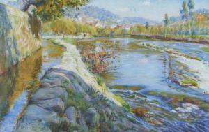 DE SOUZA PINTO Jose Julio 1856-1939,Landscape with river,1916,Veritas Leiloes PT 2024-03-13