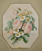 de THORE Antoinette GERBE,Roses et marquerite,1880,Hiret-Nuges, Hotel des ventes de Laval 2018-02-17