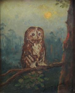 DE TIVOLI Arthur,Study of an owl on a branch,Wotton GB 2019-12-19