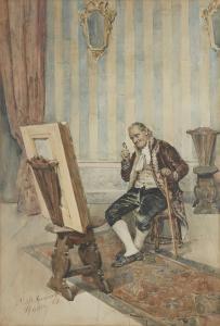 de TOMMASI Publio 1848-1914,A seated gentleman examining a picture,1882,Rosebery's GB 2023-03-29