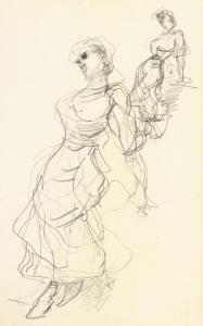 DE TOULOUSE LAUTREC Henri 1864-1901,FEMME DEBOUT AND DEUX FEMMES DEBOUT,1881,Sotheby's GB 2016-05-26