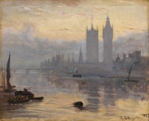 DE TOURCEY COLLINGRIDGE Arthur,Les bords de la Tamise, vue du Parlement,1877,Aguttes 2010-11-22