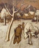 De TROYER Prosper 1880-1961,Returning home from the hunt in winter,Venduehuis NL 2018-05-30