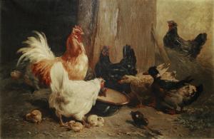 DE VAL Gaston,Feeding time at the farm,1891,Bonhams GB 2015-11-24