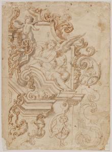 DE VALDES LEAL Juan Nisa 1622-1690,Design for an altar decoration with angels and pu,Galerie Koller 2022-09-23
