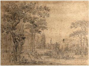 De VALENCIENNES Pierre Henri 1750-1819,Paysage à l'antique animé de figures,Aguttes FR 2023-06-22