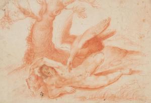 de van RAVESTEYN Dirck Quade,Recto: Prometheus bound Verso: Calligraphic exerci,Sotheby's 2022-01-26