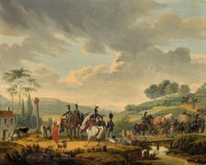 DE VAUDONCOURT H 1800-1800,Soldiers taking refreshment in a village,1829,Sotheby's GB 2021-02-02