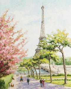 DE VERNAC ANNE,La Tour Eiffel Vue des Jardins du Trocadero,John Moran Auctioneers 2019-06-23