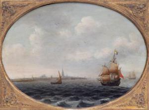 de VERWER Abraham 1580-1650,Ships near the coast, possibly Vlissingen,Venduehuis NL 2018-11-21