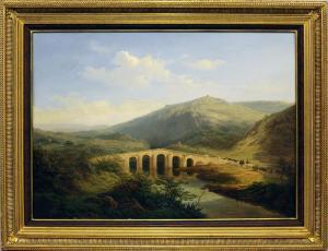 de VIGNE Edouard,Apennin-Landschaft mit einer Steinbrücke über eine,Reiner Dannenberg 2020-12-10