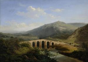 de VIGNE Edouard 1808-1866,Italienische Landschaft mit Steinbrücke und H,Scheublein Art & Auktionen 2021-07-02
