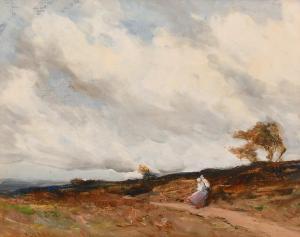 DE VILLE Vickers 1856-1925,figures on a path on a windy day,John Nicholson GB 2021-03-24