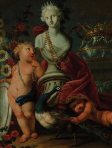 de VISCH Mathias 1702-1765,Putti con busto marmoreo, fiori e pavone,Wannenes Art Auctions 2021-03-18