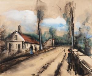 De VLAMINCK Maurice 1876-1958,La Route de Brezolles,1925-1926,Sotheby's GB 2024-04-24