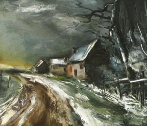 De VLAMINCK Maurice 1876-1958,Paysage Enneige,Montefiore IL 2008-09-24