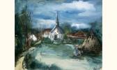 De VLAMINCK Maurice 1876-1958,silhouette devant une église, vers 1925,1925,Tajan FR 2006-06-08