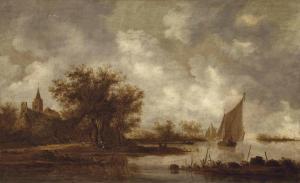 de VOLDER Joost 1600-1660,A river landscape with figures near the shore of a,Christie's 2013-05-07