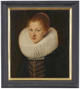 de VOS Cornelis 1585-1651,Brustbild einer jungen Frau mit weißem Mühlsteinkr,1617,Dobritz 2023-06-17