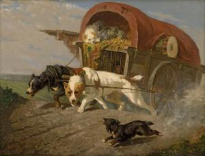 de VOS Vincent 1829-1875,Die kleine Menagerie im Planwagen,1869,Galerie Bassenge DE 2023-06-08