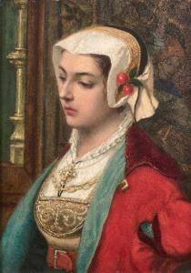 de VRIENDT Albrecht 1843-1900,Portrait de femme en robe de la Renaissance,Lucien FR 2020-12-17