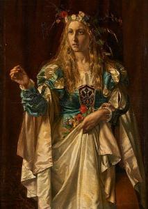 de VRIENDT Juliaan 1842-1935,Jeune femme à la coiffe fleurie (symbolisme),1870,Horta BE 2021-04-19