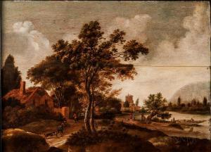 de VRIES Adrien 1550-1626,Figures and Building by a Quiet River,Skinner US 2020-07-28