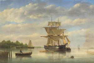 de VRIES Emanuel 1816-1875,An Estuary with Moored Shipping,Strauss Co. ZA 2022-06-28