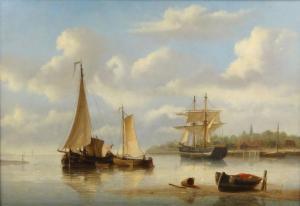 de VRIES Emanuel 1816-1875,boats in an estuary,Eastbourne GB 2015-11-12