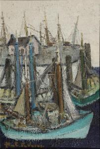 De VRIES Hubert 1899-1979,Voiliers dans le port,Campo & Campo BE 2024-04-23