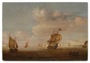 DE VRIES Joachim 1750-1790,Delft Coastal scene with a three-master and other ,Sotheby's 2023-01-27
