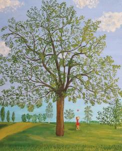 de VRIES Kees 1957,A girl playing beneath a tree,Stahl DE 2007-06-16