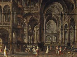 de VRIES Paul Vredemann 1567-1635,The interior of a Gothic cathedral,1609,Christie's GB 2014-11-25