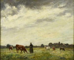 DE VUILLEFROY Felix Dominique 1841-1910,Troupeau de vaches au pâturage,Etienne de Baecque 2023-03-31