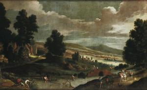 de WAEL Lucas 1591-1661,Paesaggio con viandanti e pescatori,Cambi IT 2020-12-10