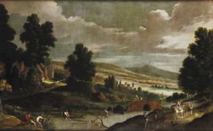 de WAEL Lucas 1591-1661,Paesaggio con viandanti e pescatori,Cambi IT 2021-06-16
