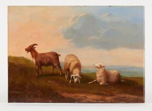 de WAERHERT Arthur 1881-1944,Bouc et moutons sur fond de paysage,Horta BE 2023-01-23