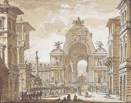 de WAILLY Charles 1729-1798,Caprice architectural avec scène de triomphe ant,1760,Beaussant-Lefèvre 2021-05-19